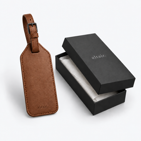 Etiqueta de equipaje de piel ALTAIR · Braun